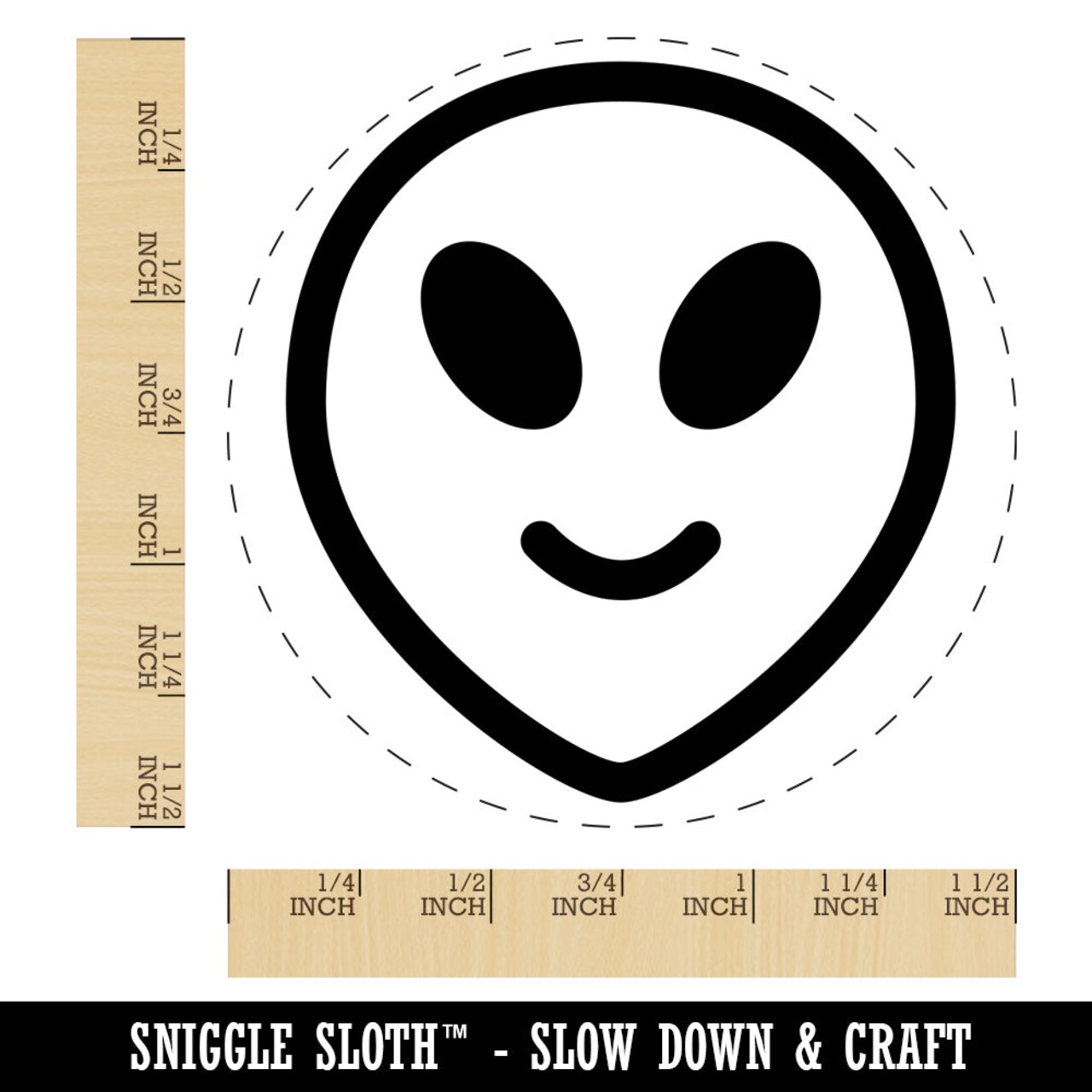 Smiling Happy Alien Emoticon Self-Inking Rubber Stamp for Stamping Crafting Planners
